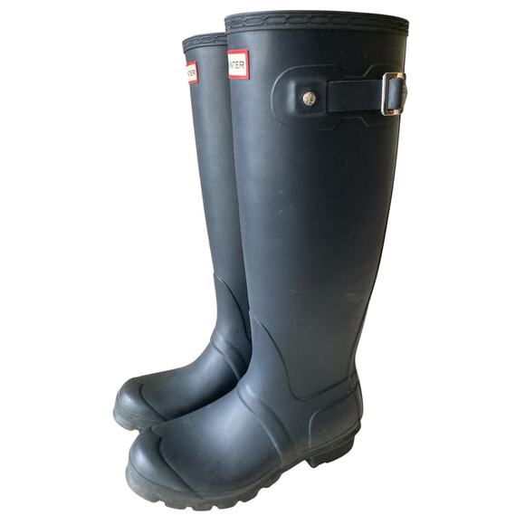 Hunter Wellington Tall Rain Navy Blue Boots Size 5/6 EU 36 - Picture 2 of 11